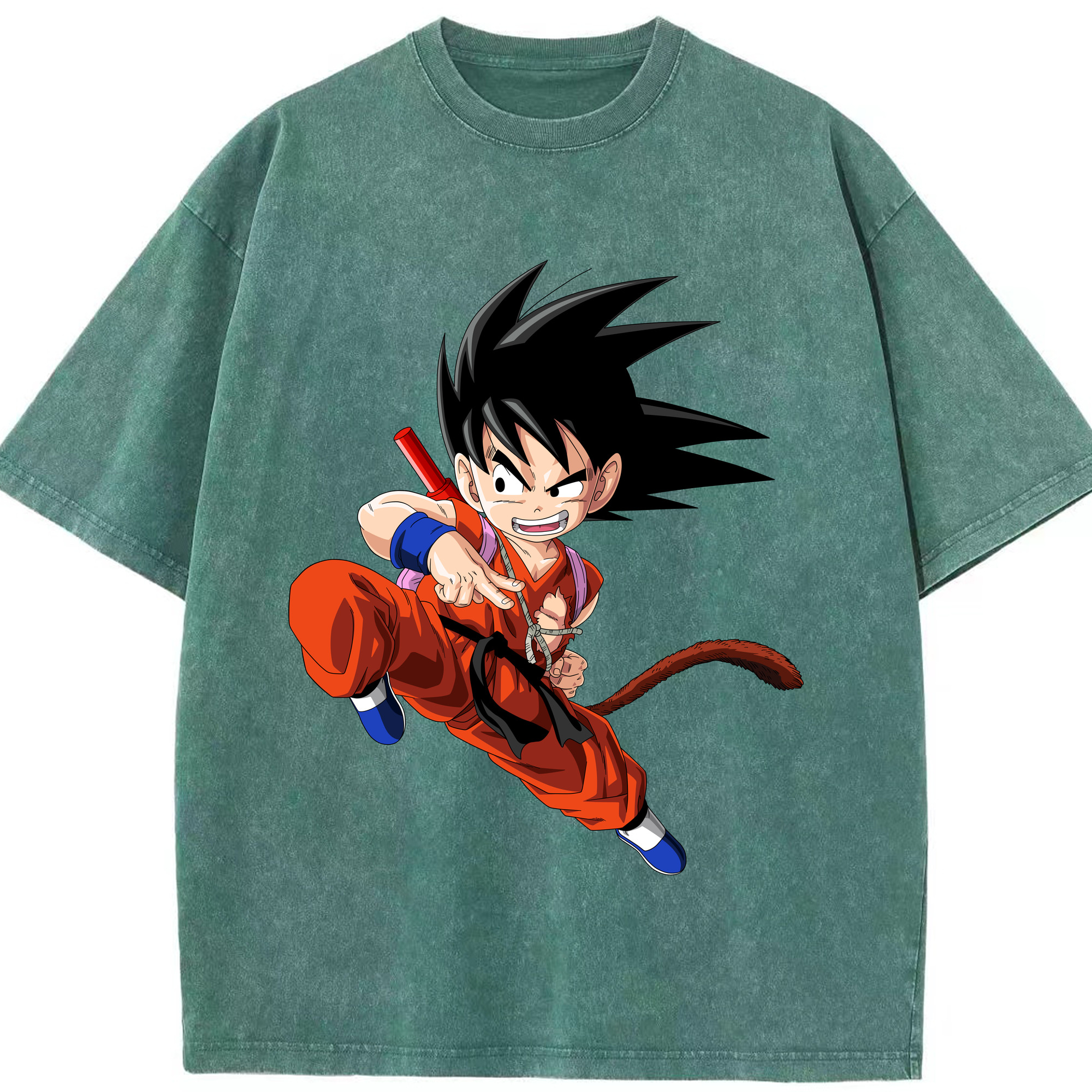（画像用） ドラゴンボール 孫悟空（そん ごくう）Son Goku カカロット DRAGON BALL Kakarotto 綿100% ヴィンテージ風 半袖Tシャツ（フロントプリント）